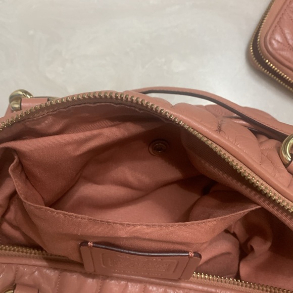 Rose/Pink colored Coach handbag and matching wallet with gold hardware. - Picture 7 of 12